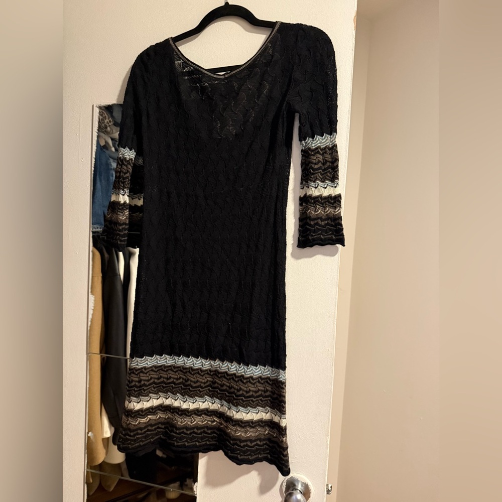 M by Missoni Black and White Sheath Dress with Scoop Neck